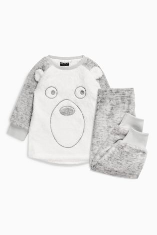 Cream/Grey Bear Fleece Pyjamas (9mths-8yrs)